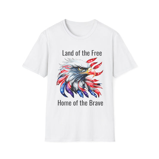 Patriotic, USA, Land of the Free, Home of the Brace short-sleeve, round-neck t-shirts at SmithRidge.farm 