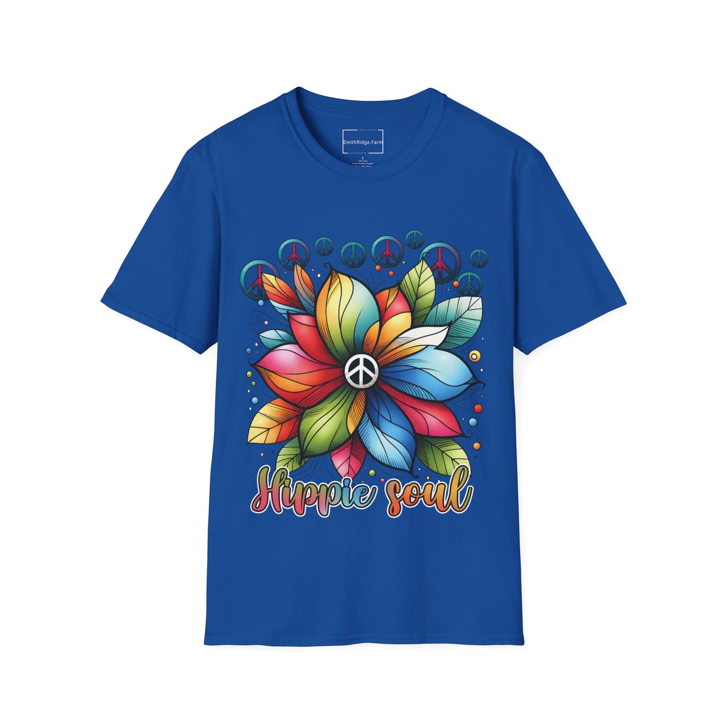 HIPPIE SOUL, PEACE SIGN. Cotton, Short Sleeve, Crew Neck Tee.