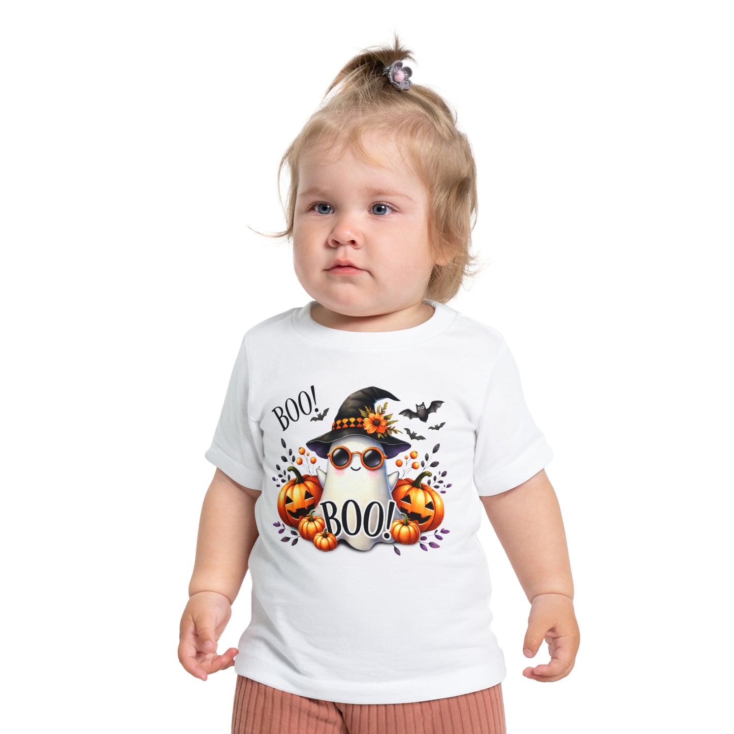 CUTE GHOST and PUMPKINS, TRICK OR TREAT, HALLOWEEN. Baby Short Sleeve T-Shirt