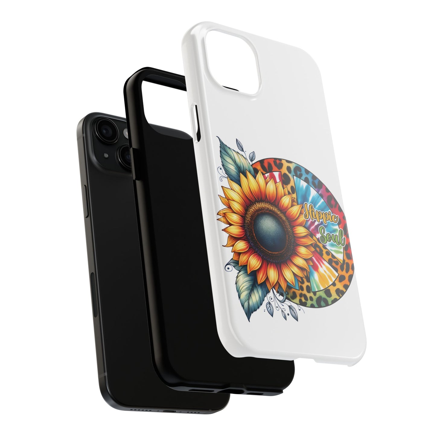 HIPPIE SOUL, SUNFLOWER, PEACE SYMBOL. Tough Phone Case.