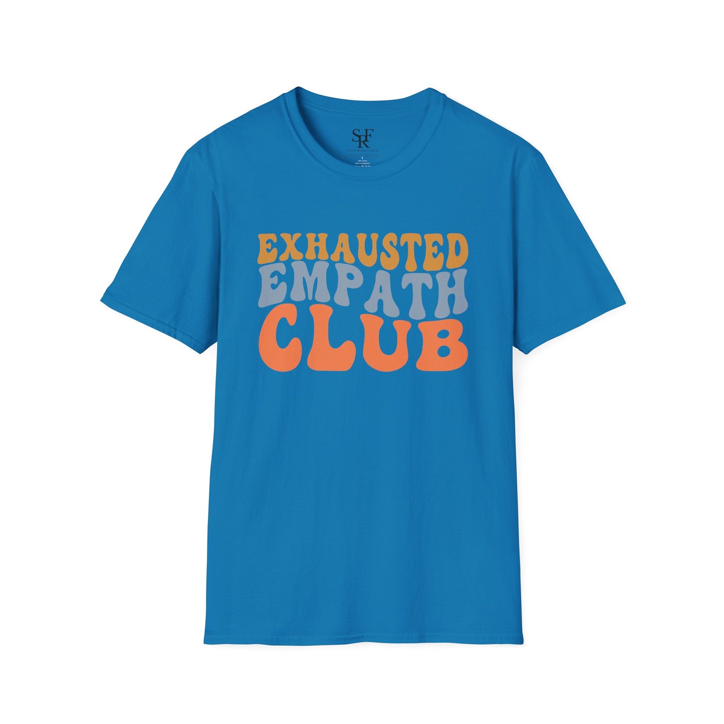 EXHAUSTED EMPATH CLUB. Empath Humor. Cotton, Short Sleeve, Crew Neck T-Shirt