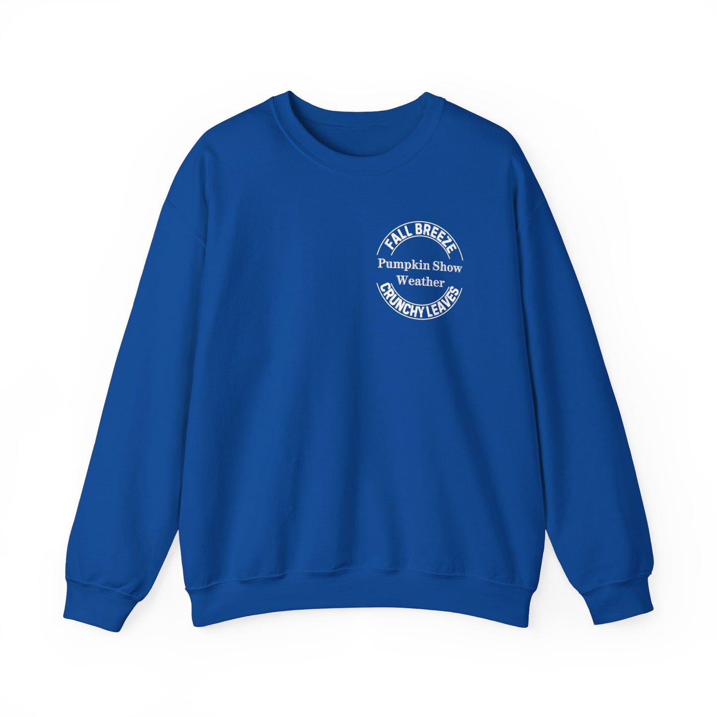 FALL LEAVES PLUS CRUNCHY LEAVES EQUALS PUMPKIN SHOW. Unisex Heavy Blend Crewneck Sweatshirt in Dark Colors.