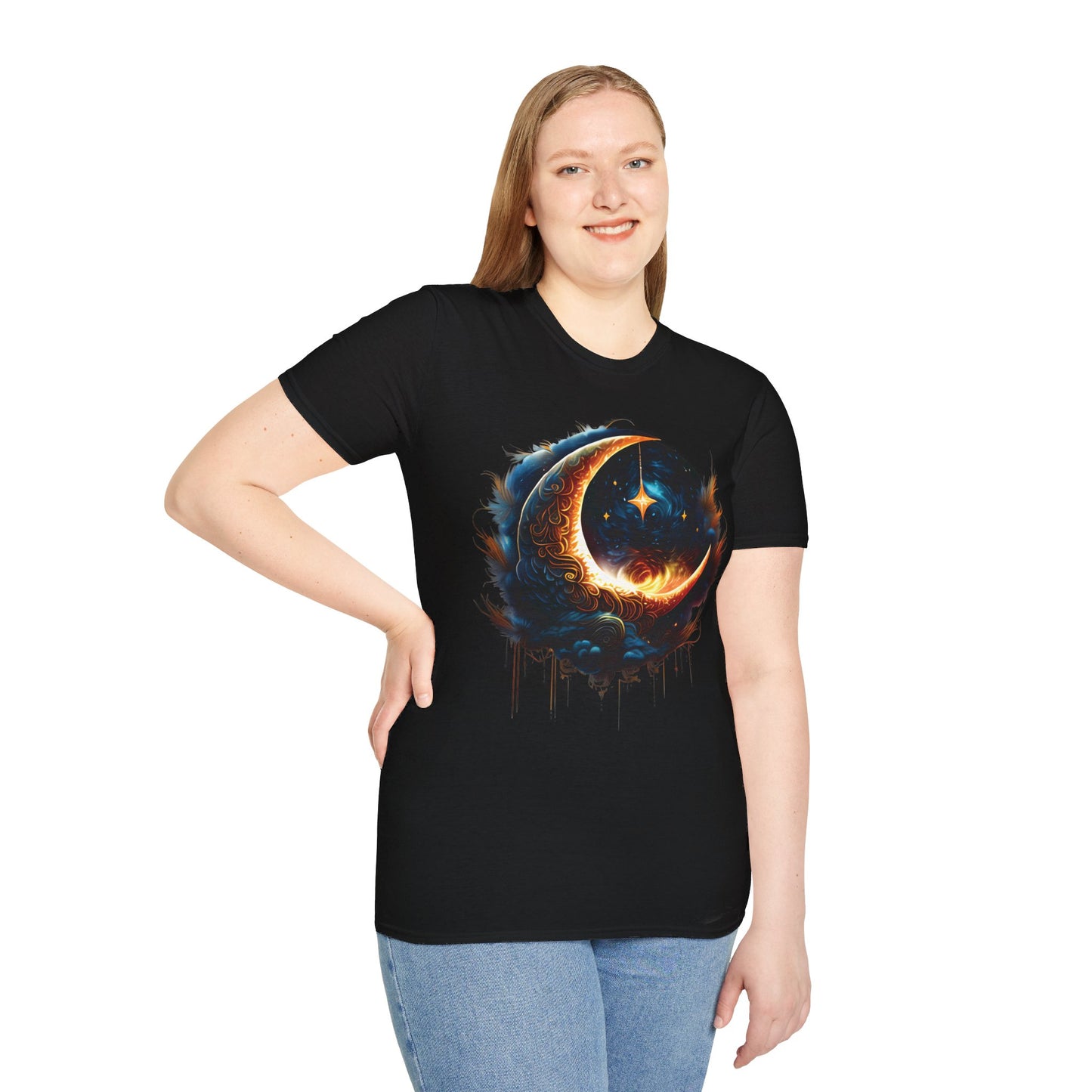 CELESTIAL, MYSTICAL MOON. Cotton, Short Sleeve, Crew Neck Tee