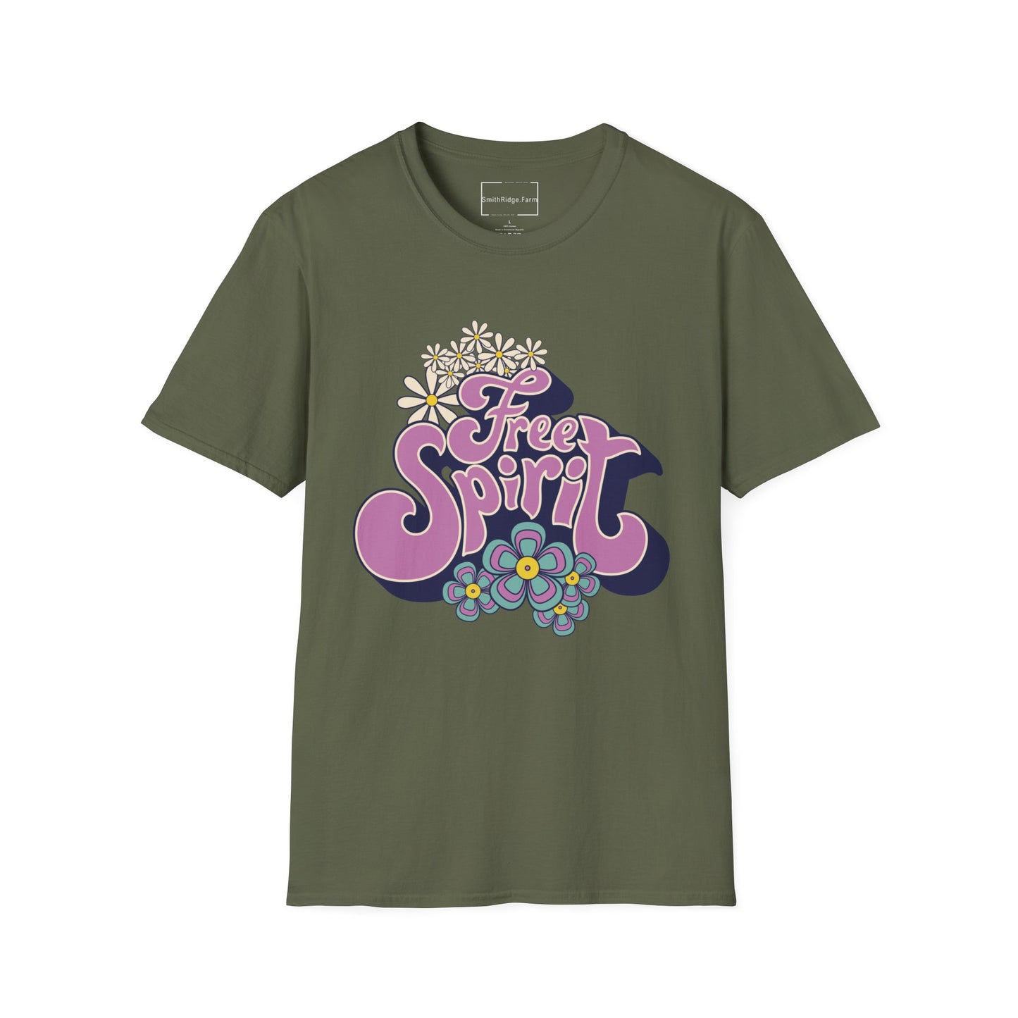 FREE SPIRIT. Cotton, Short Sleeve, Crew Neck Tee.