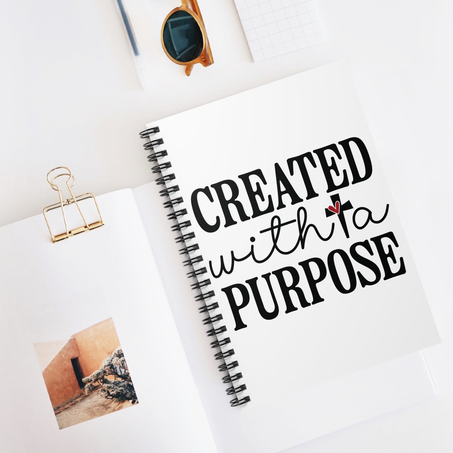CREATED WITH A PURPOSE. Spiral Notebook, Ruled Line