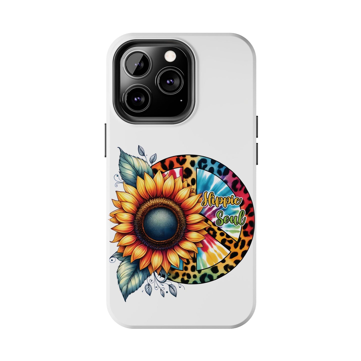 HIPPIE SOUL, SUNFLOWER, PEACE SYMBOL. Tough Phone Case.