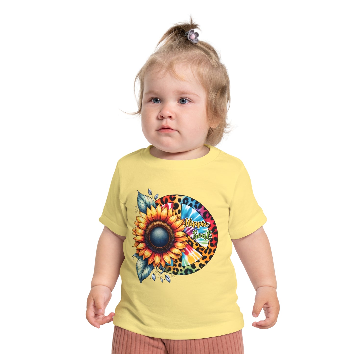 HIPPIE SOUL, SUNFLOWER, PEACE SYMBOL. Baby Short Sleeve T-Shirt