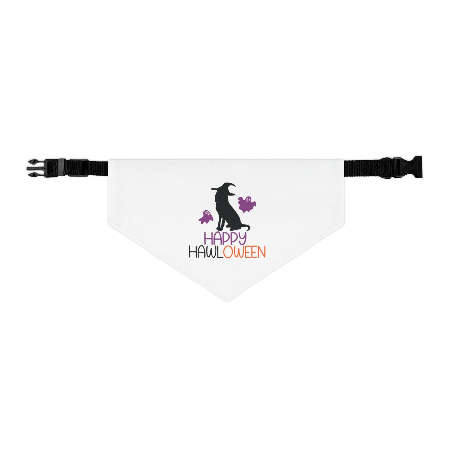 HAPPY HAWLOWEEN. HALLOWEEN PET HUMOR. Pet Bandana Collar in Four Sizes.