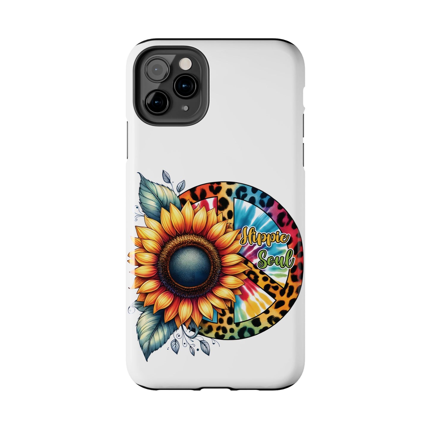 HIPPIE SOUL, SUNFLOWER, PEACE SYMBOL. Tough Phone Case.