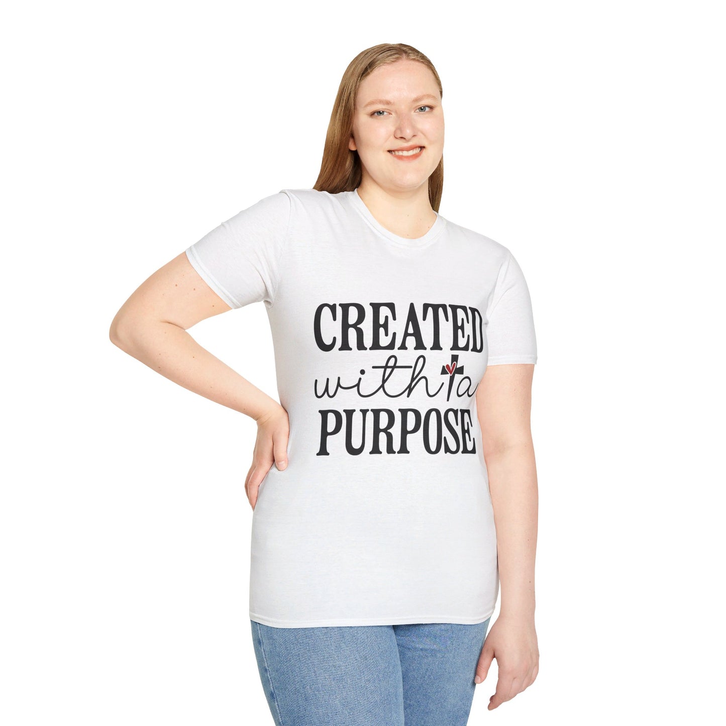 CREATED WITH A PURPOSE. Cotton, Short Sleeve, Crew Neck Tee.