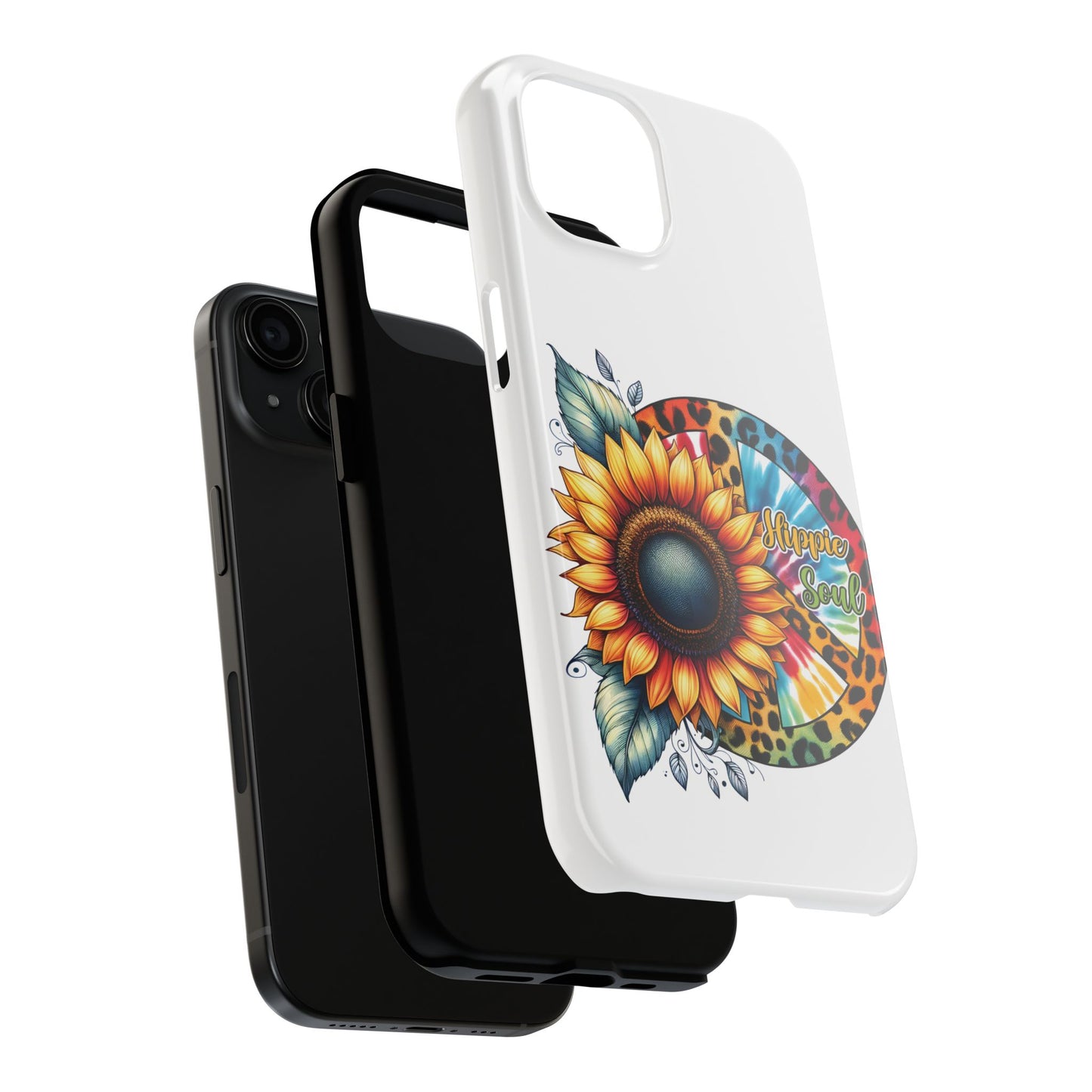 HIPPIE SOUL, SUNFLOWER, PEACE SYMBOL. Tough Phone Case.