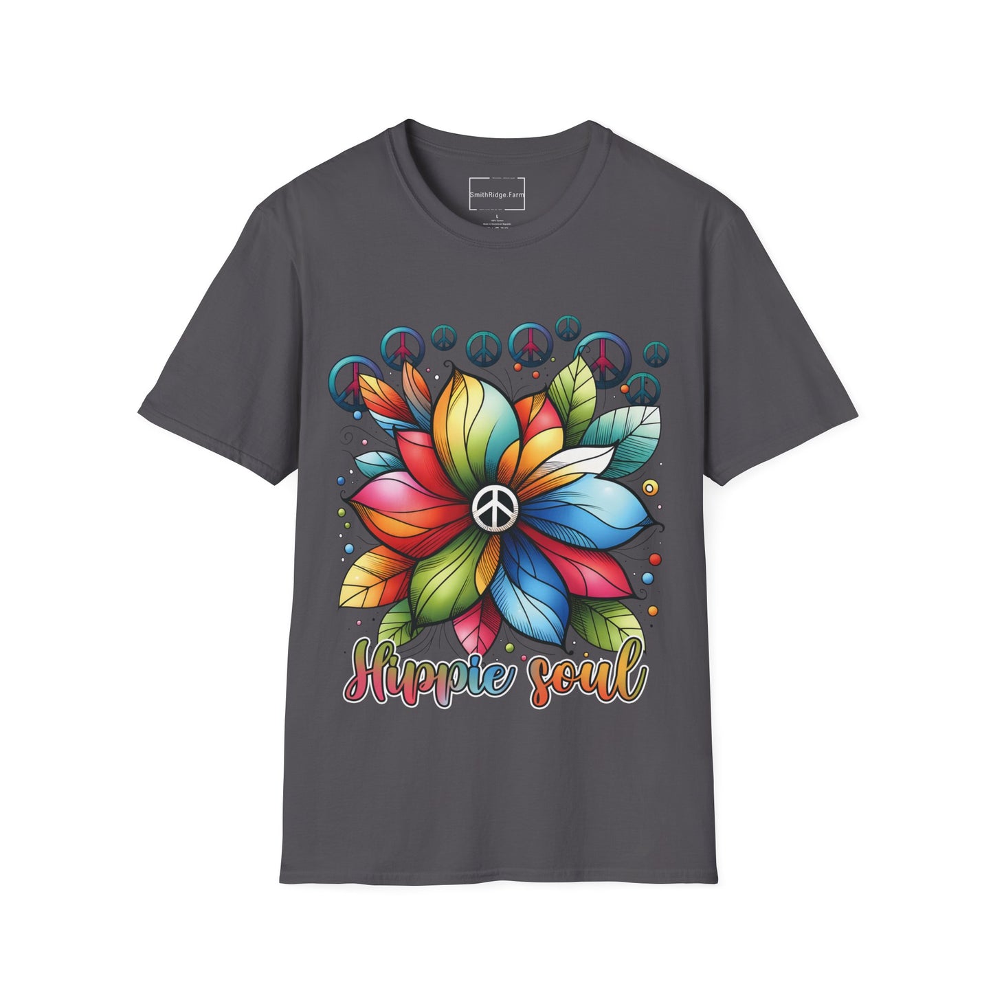 HIPPIE SOUL, PEACE SIGN. Cotton, Short Sleeve, Crew Neck Tee.