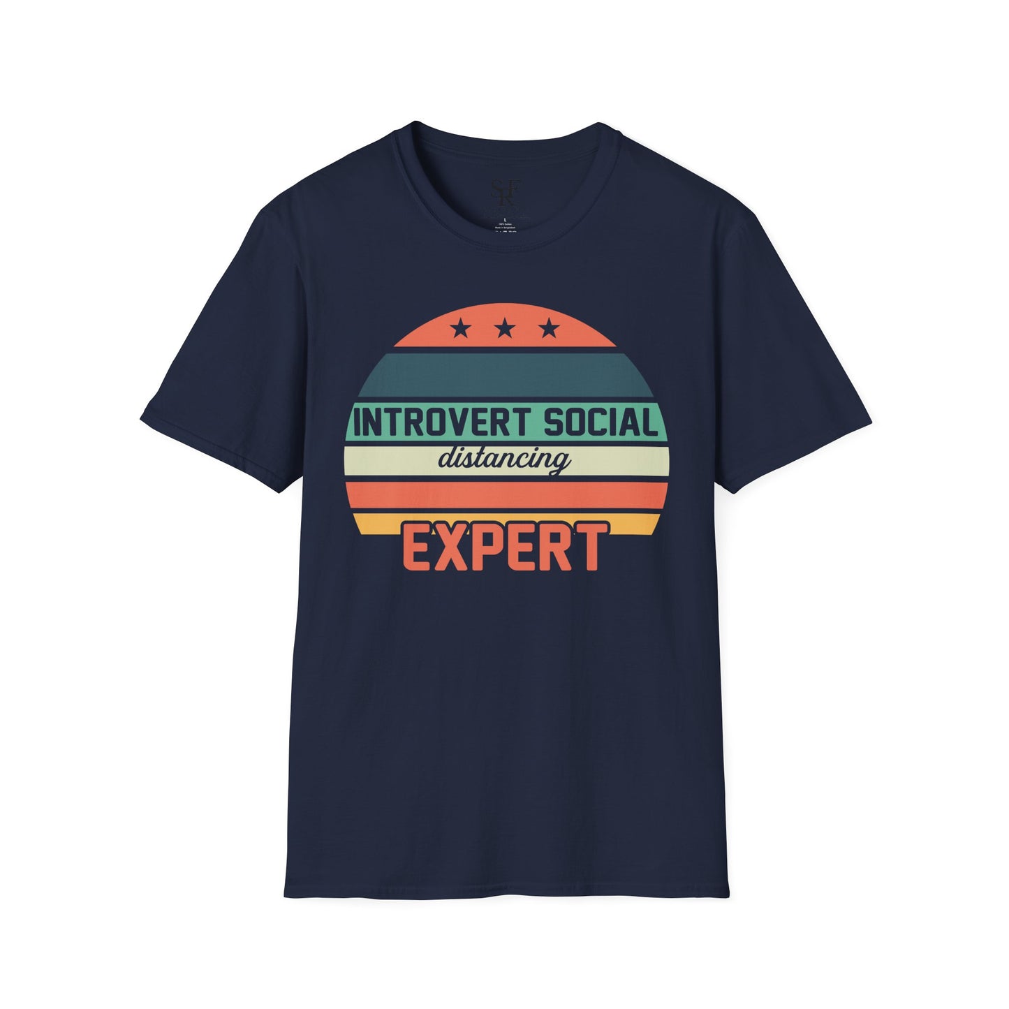 SOCIAL DISTANCING EXPERT. INTROVERT HUMOR. Cotton, Short Sleeve, Crew Neck T-Shirt