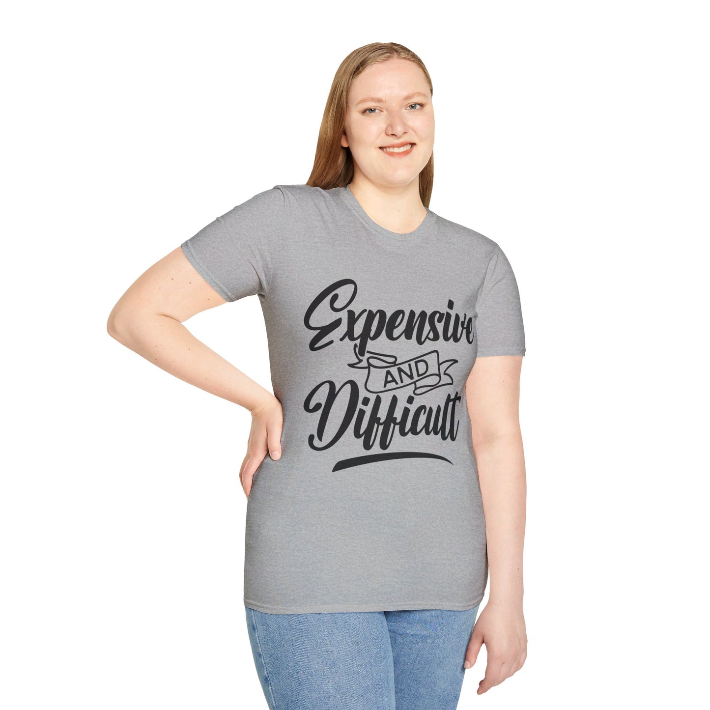 EXPENSIVE AND DIFFICULT. Cotton, Short Sleeve, Crew Neck Tee.