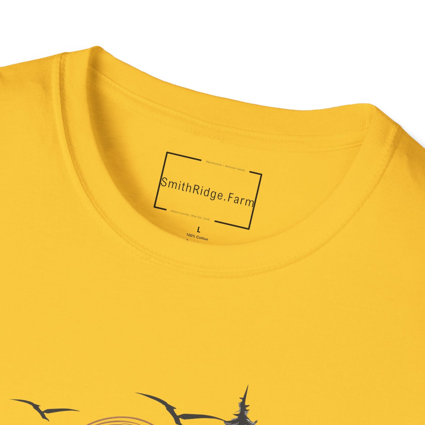 LIFE IS BETTER AROUND HERE. CABIN IN THE WOODS. Cotton, Short Sleeve, Crew Neck Tee.