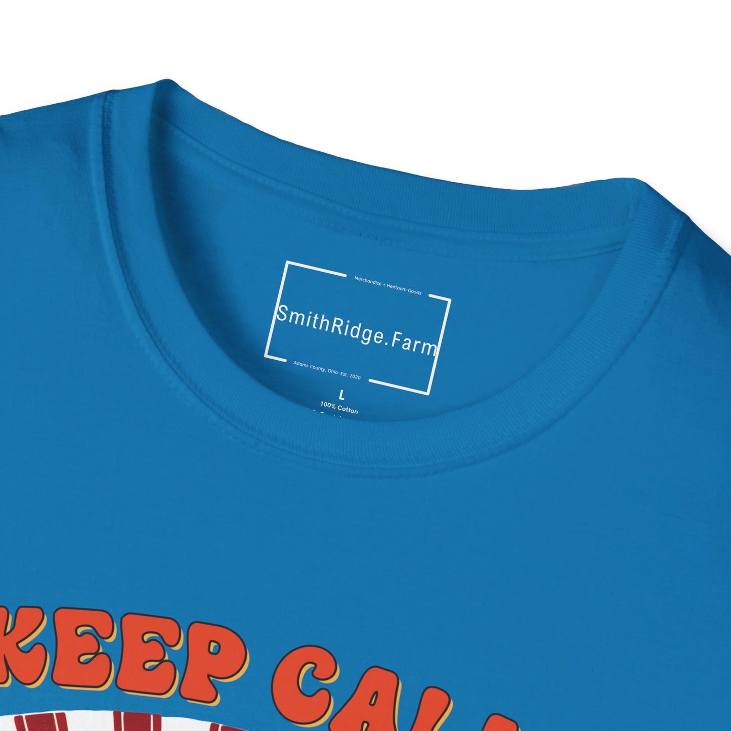 KEEP CALM, DREAM ON. HIPPIE HUMOR. Cotton, Short Sleeve, Crew Neck Tee.