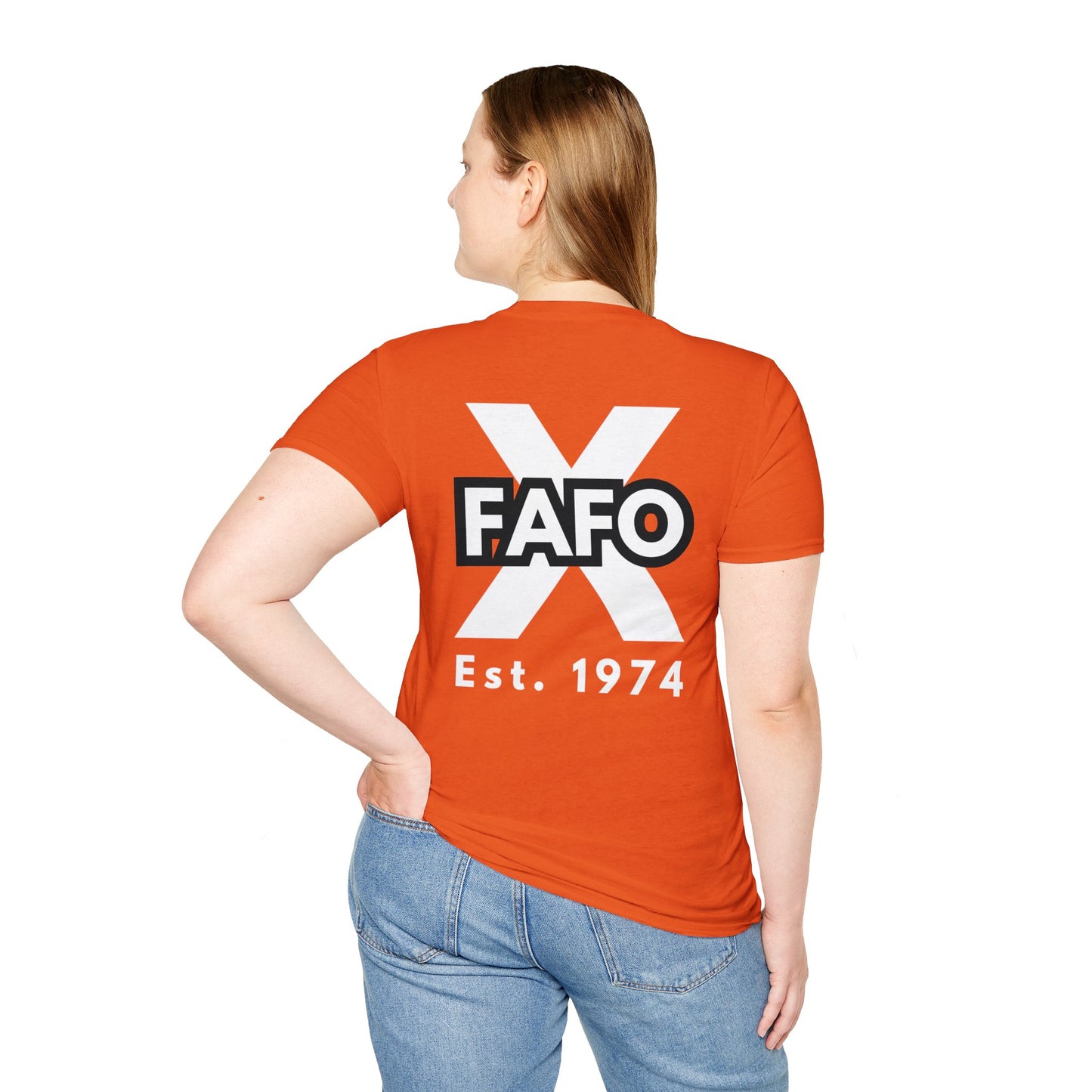 GEN X, THE FAFO CREW, Est 1974. Cotton, Short Sleeve, Crew Neck Tee in Dark Colors.