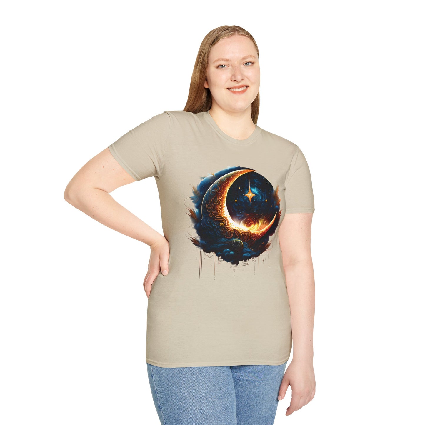 CELESTIAL, MYSTICAL MOON. Cotton, Short Sleeve, Crew Neck Tee