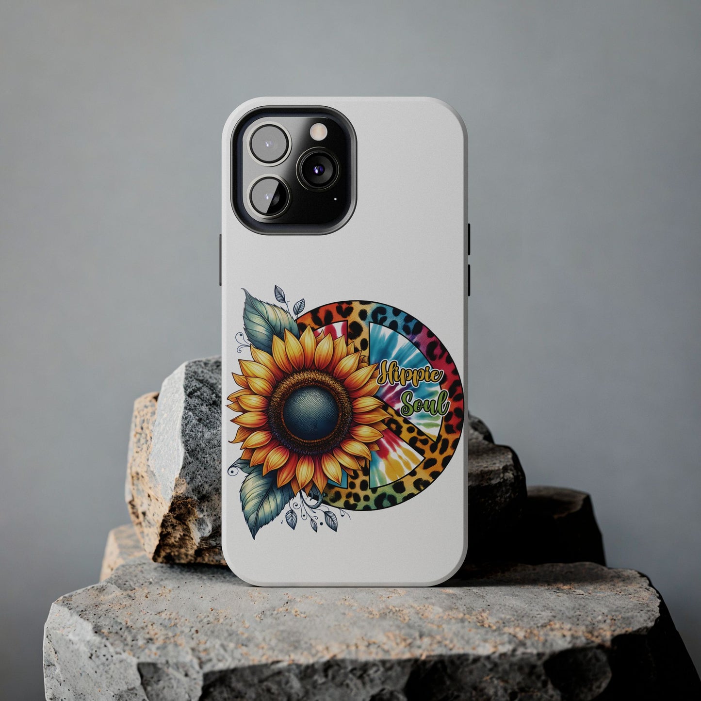 HIPPIE SOUL, SUNFLOWER, PEACE SYMBOL. Tough Phone Case.