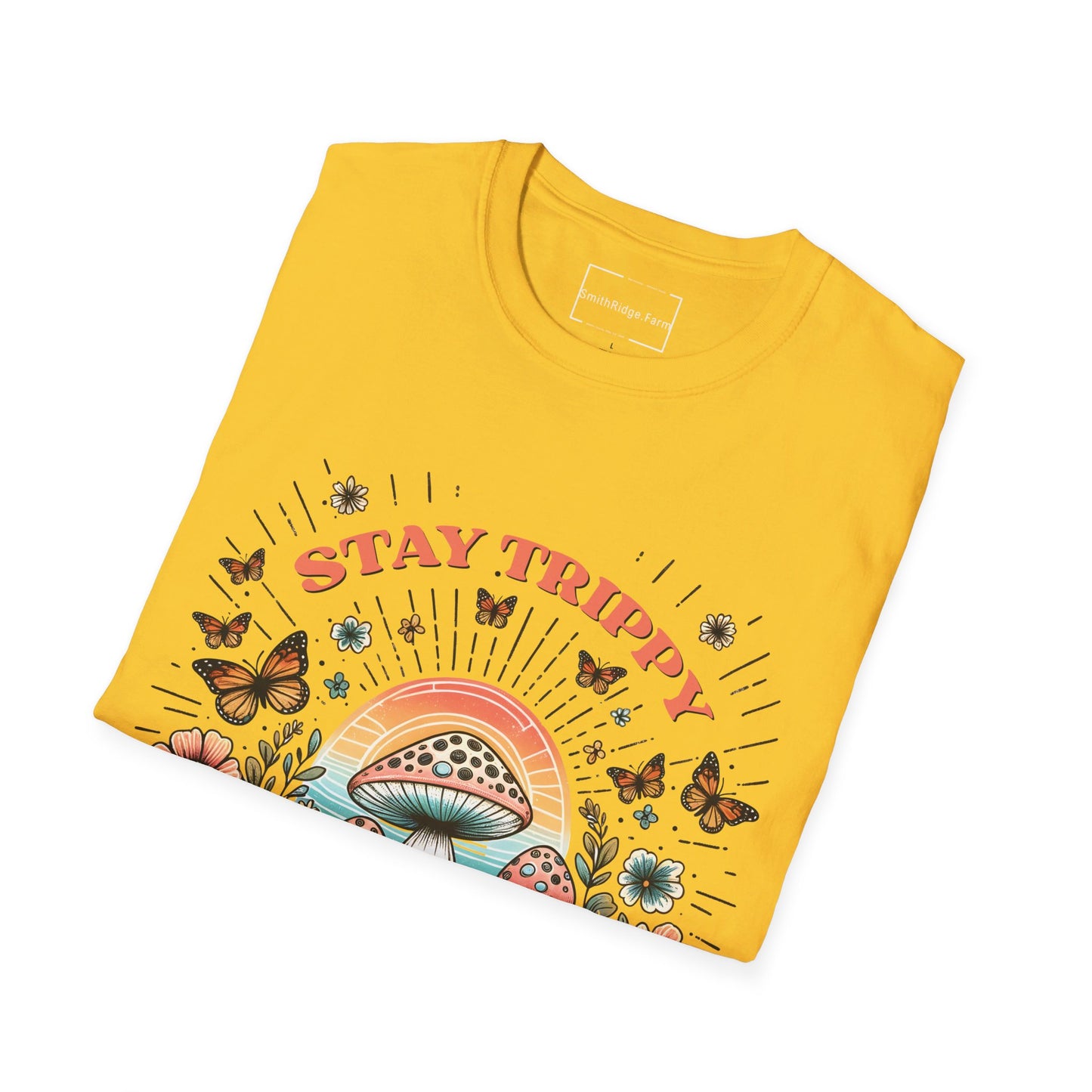 STAY TRIPPY LITTLE HIPPIE. Cotton, Short Sleeve, Crew Neck Tee.