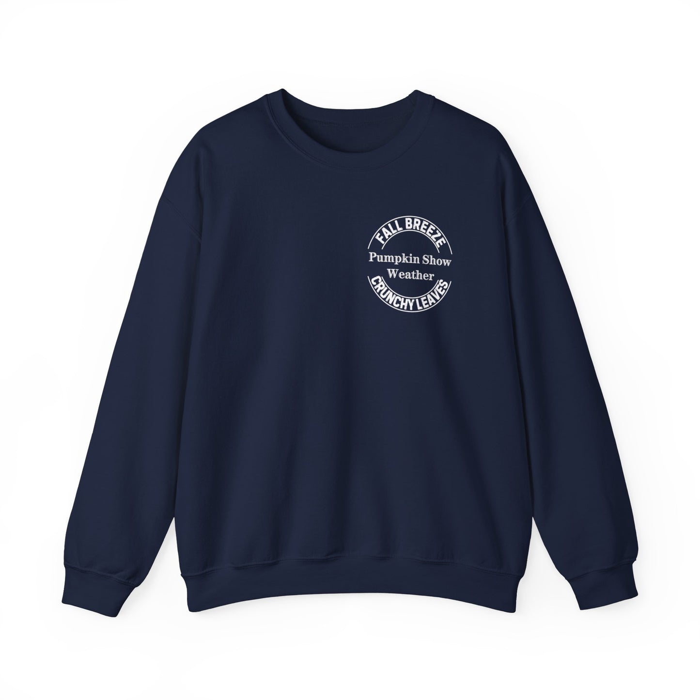 FALL LEAVES PLUS CRUNCHY LEAVES EQUALS PUMPKIN SHOW. Unisex Heavy Blend Crewneck Sweatshirt in Dark Colors.