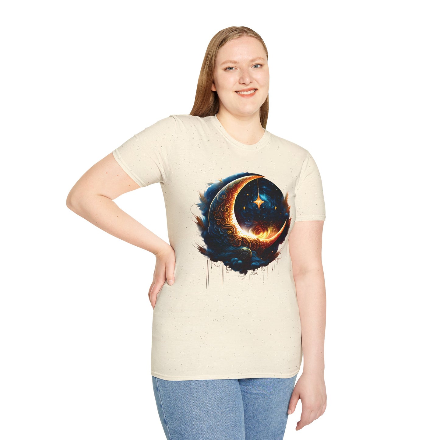 CELESTIAL, MYSTICAL MOON. Cotton, Short Sleeve, Crew Neck Tee