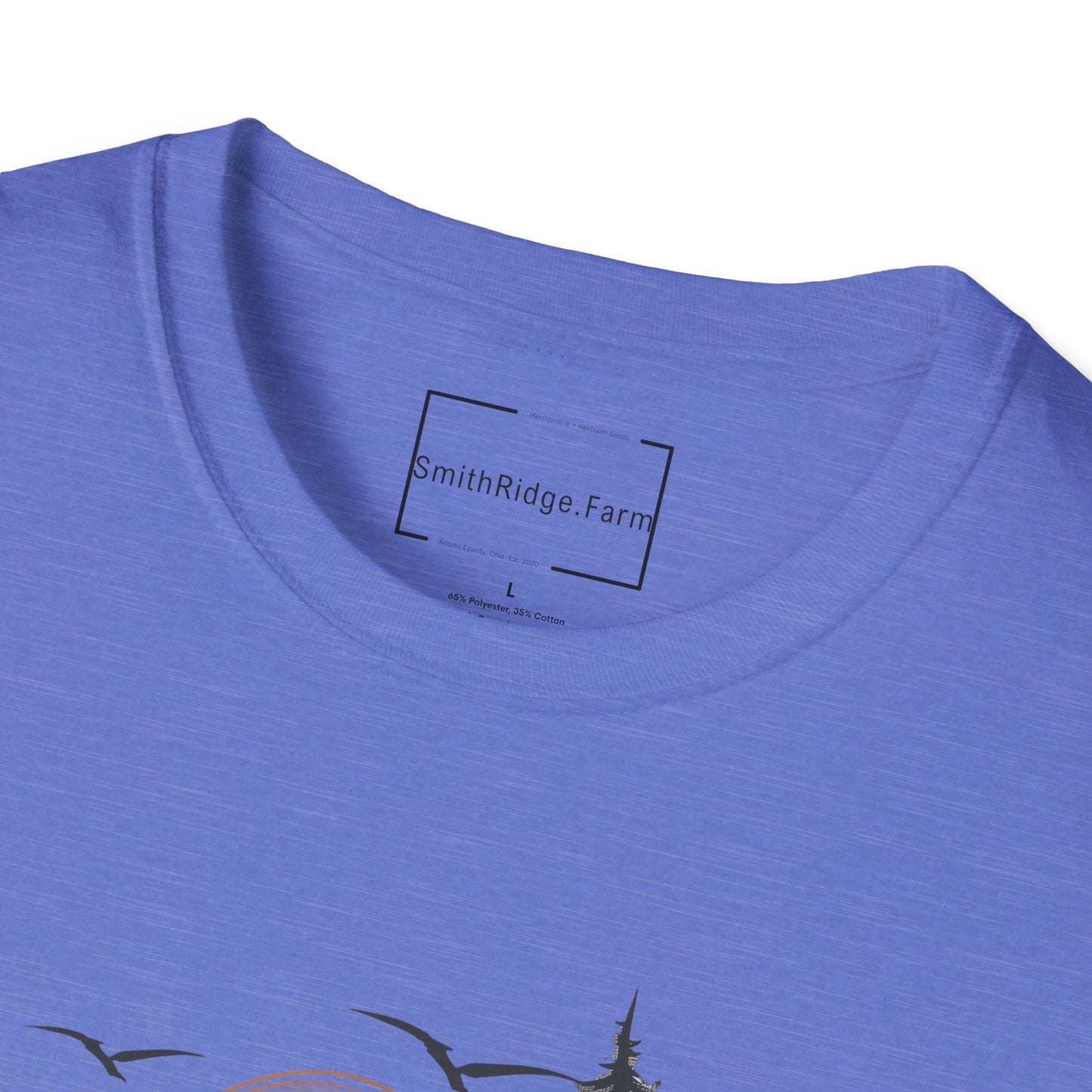 LIFE IS BETTER AROUND HERE. CABIN IN THE WOODS. Cotton, Short Sleeve, Crew Neck Tee.