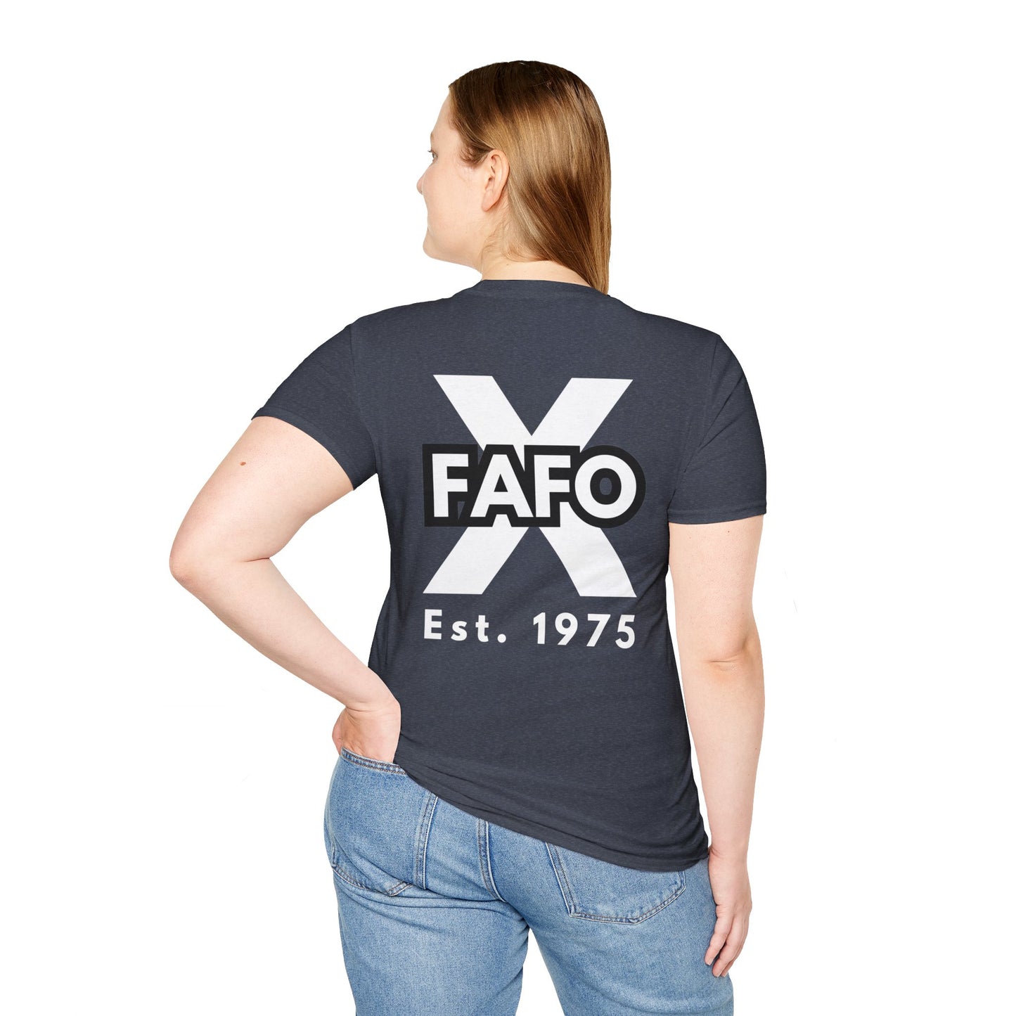 GEN X, THE FAFO CREW, Est 1975. Cotton, Short Sleeve, Crew Neck Tee in Dark Colors.