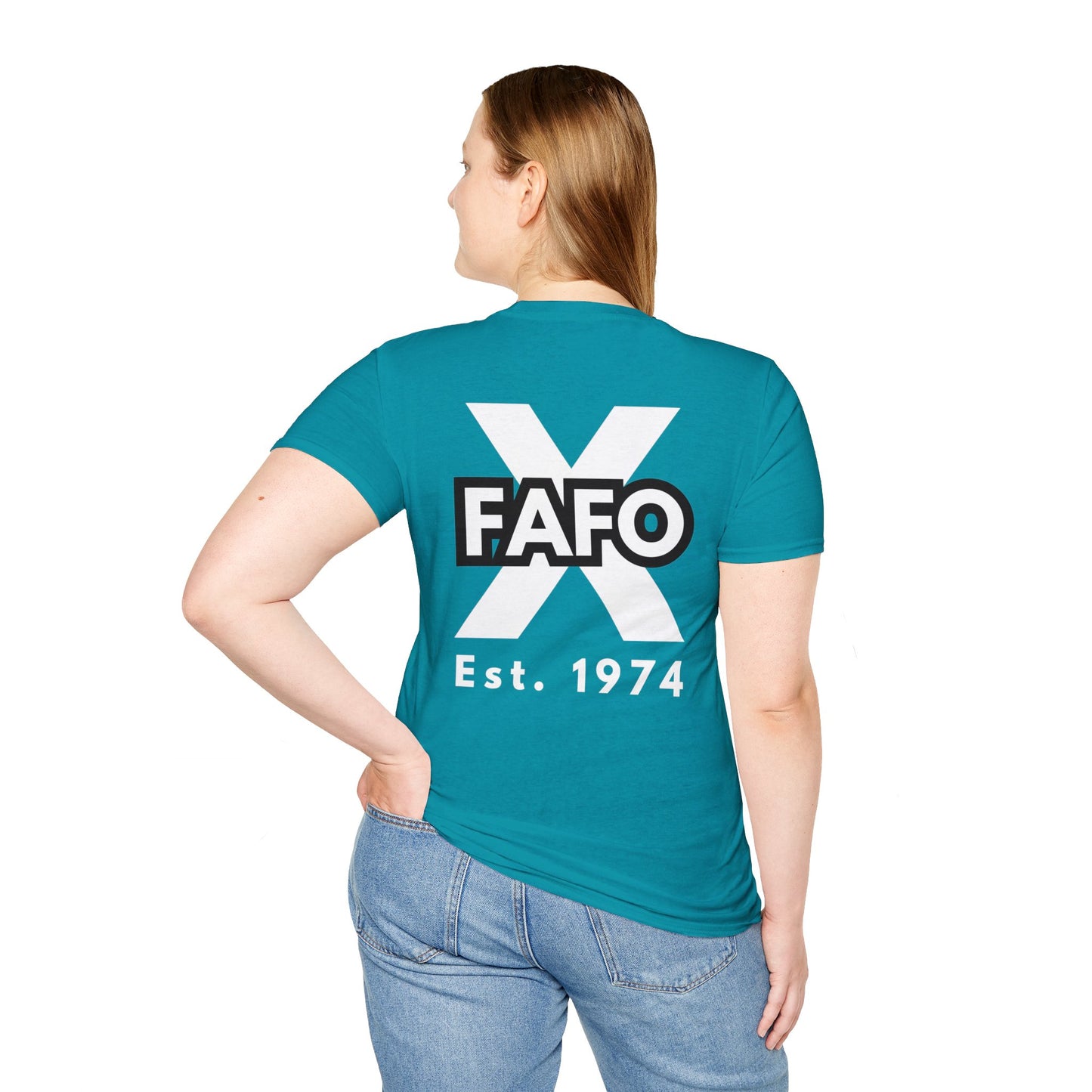 GEN X, THE FAFO CREW, Est 1974. Cotton, Short Sleeve, Crew Neck Tee in Dark Colors.