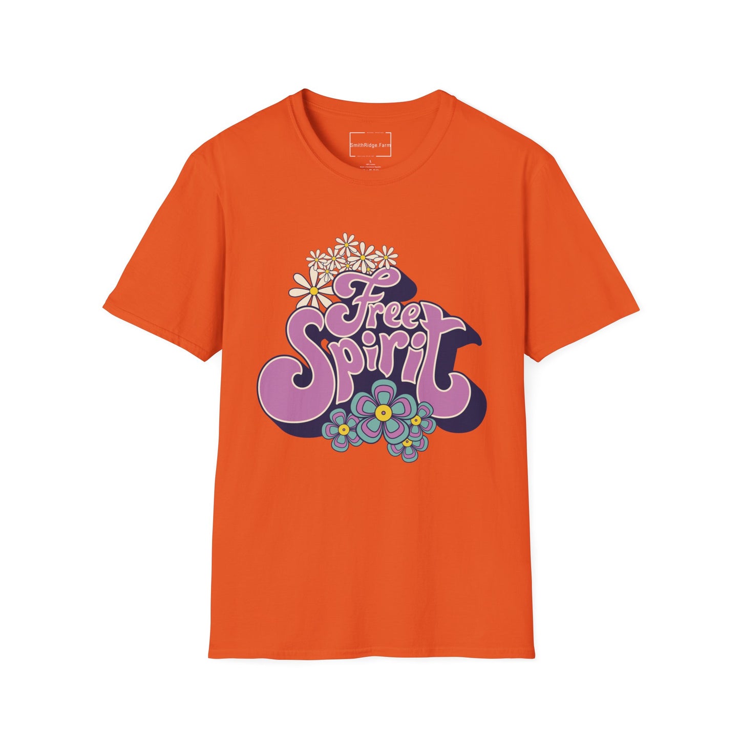 FREE SPIRIT. Cotton, Short Sleeve, Crew Neck Tee.