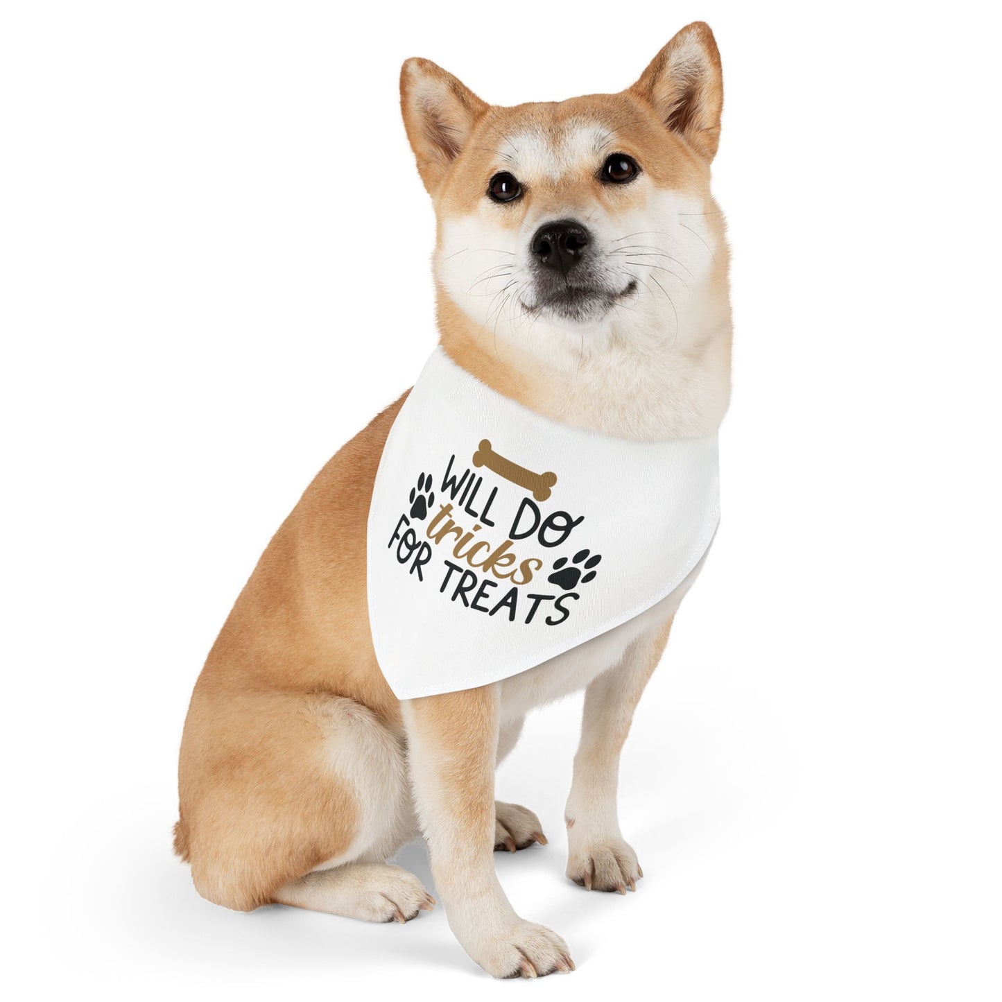 WILL DO TRICKS FOR TREATS. PET HUMOR. Pet Bandana Collar in Four Sizes.