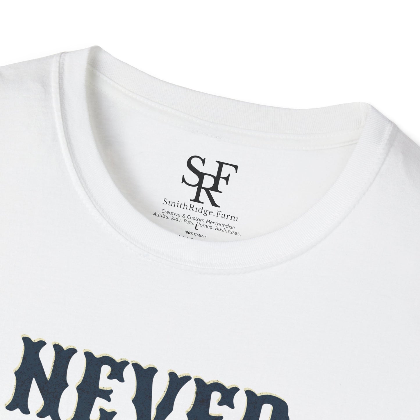 NEVER UNDERESTIMATE AN OLD MAN WITH A TRACTOR. Farming Humor. Cotton, Short Sleeve, Crew Neck T-Shirt