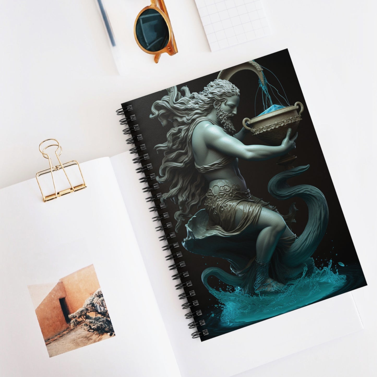 AQUARIUS ZODIAC SIGN. CONSTELLATION LOVERS. Spiral Notebook, Ruled Line, Diary, Journal.