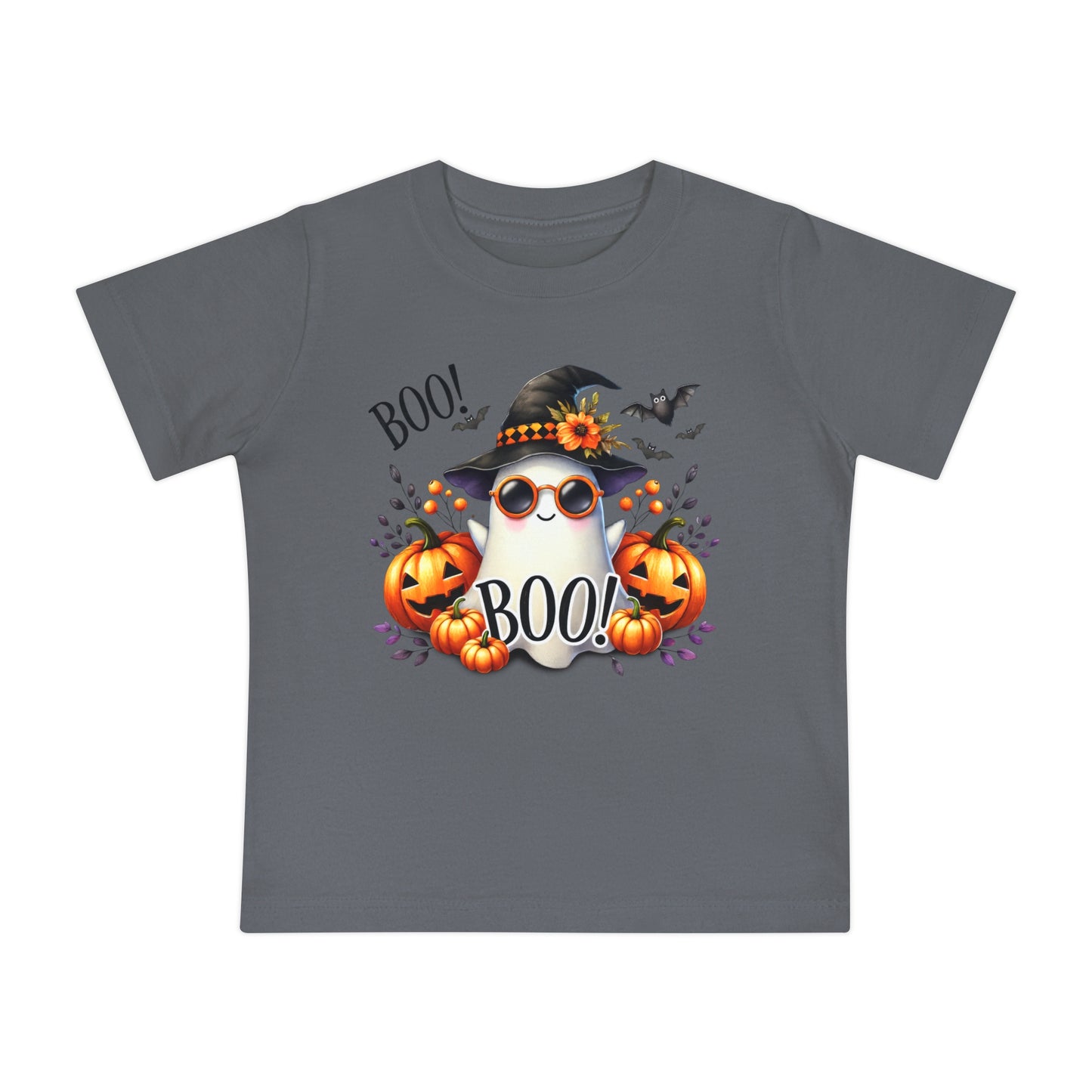 CUTE GHOST and PUMPKINS, TRICK OR TREAT, HALLOWEEN. Baby Short Sleeve T-Shirt