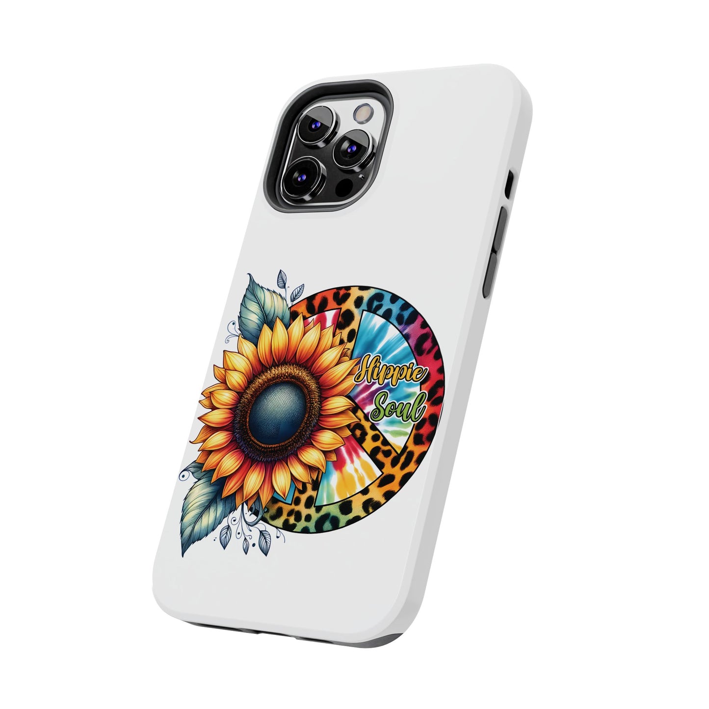 HIPPIE SOUL, SUNFLOWER, PEACE SYMBOL. Tough Phone Case.