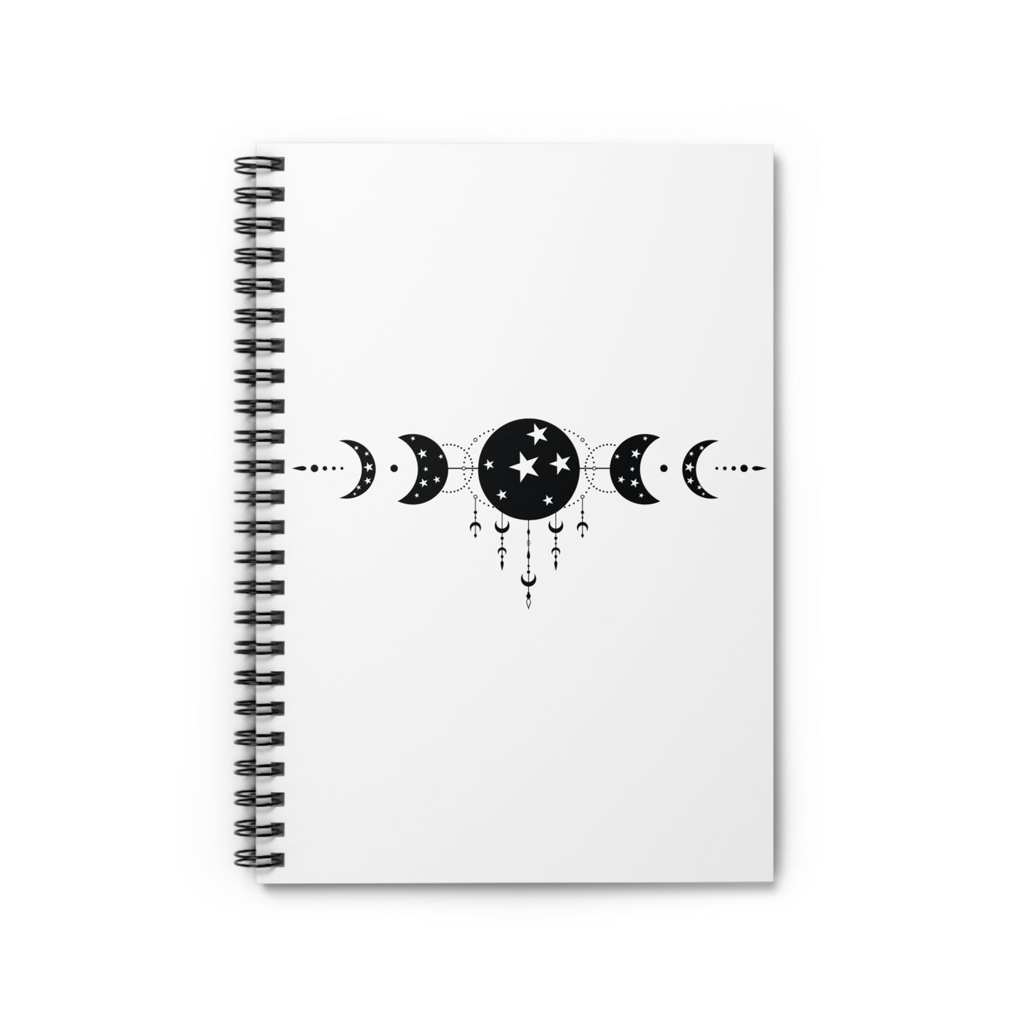 MYSTIC MOON, CELESTIAL MOON PHASE. Spiral Notebook, Ruled Line, Diary, Journal.