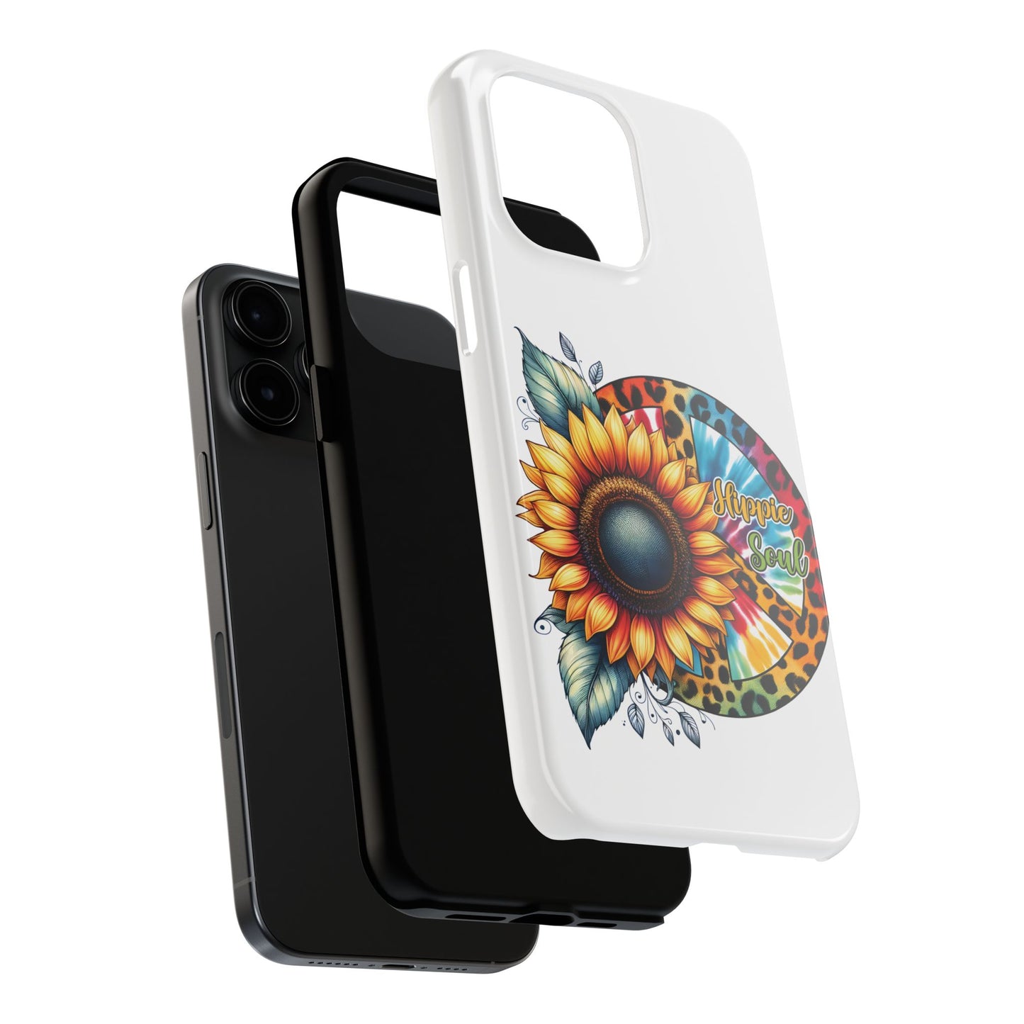 HIPPIE SOUL, SUNFLOWER, PEACE SYMBOL. Tough Phone Case.