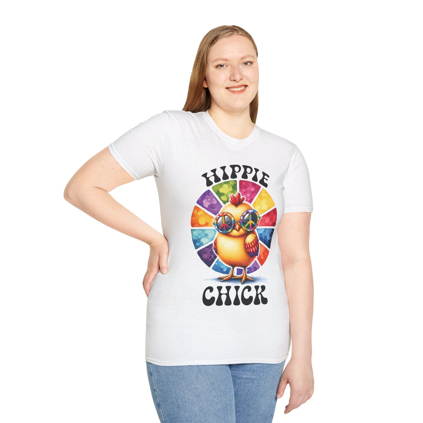 HIPPIE CHICK. Cotton, Short Sleeve, Crew Neck Tee.