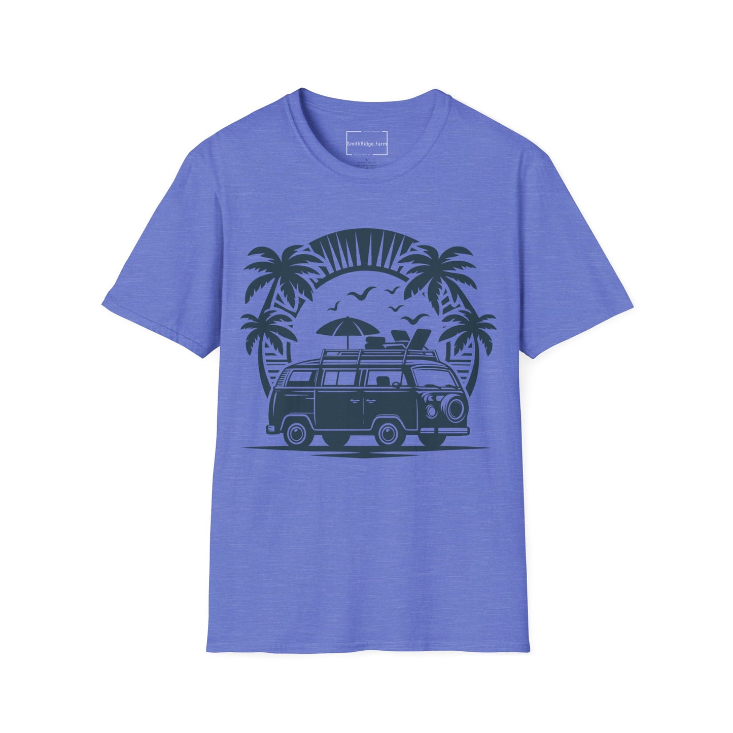 VINTAGE VOLKSWAGON ON THE BEACH. Cotton, Short Sleeve, Crew Neck Tee.