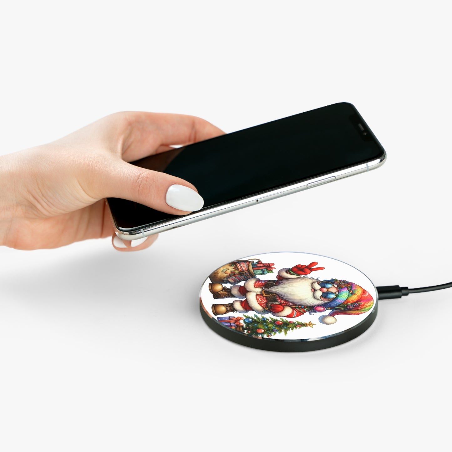 SANTA, CHRISTMAS GNOME. HIPPIE GNOME. Wireless Charger.
