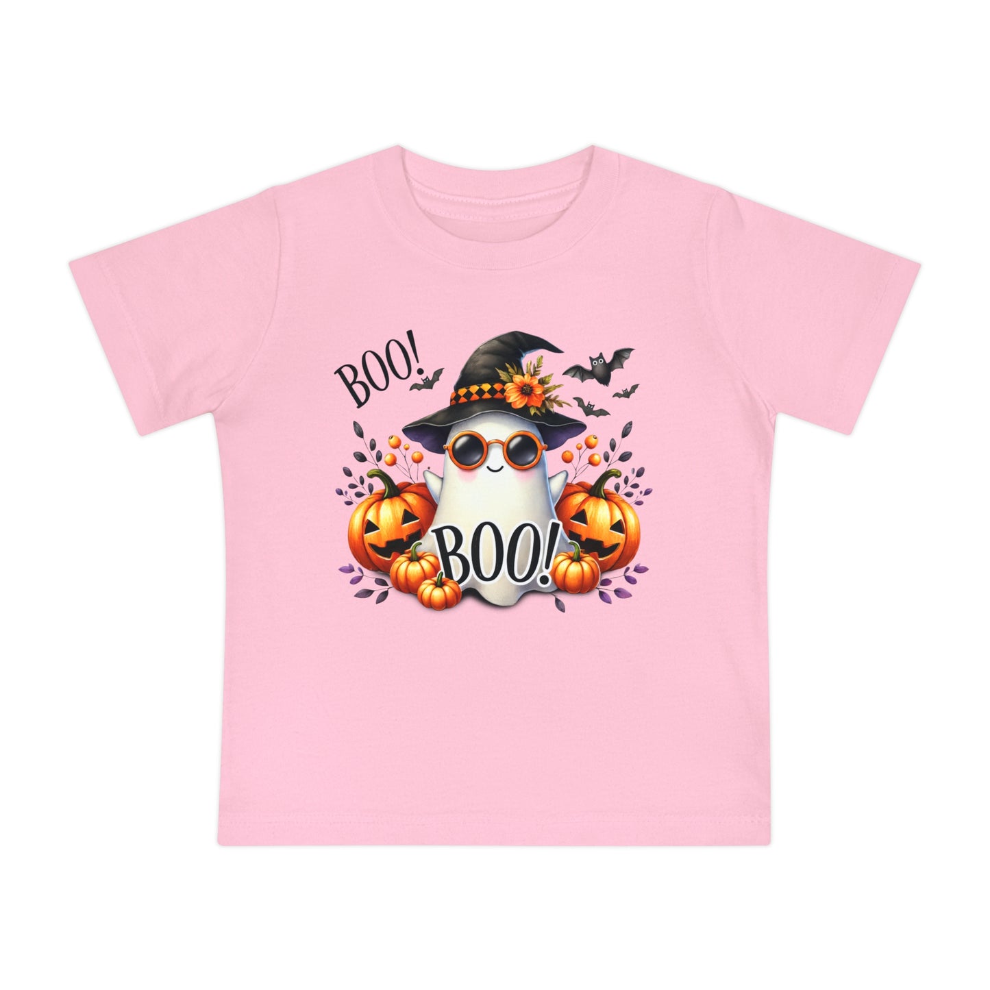 CUTE GHOST and PUMPKINS, TRICK OR TREAT, HALLOWEEN. Baby Short Sleeve T-Shirt