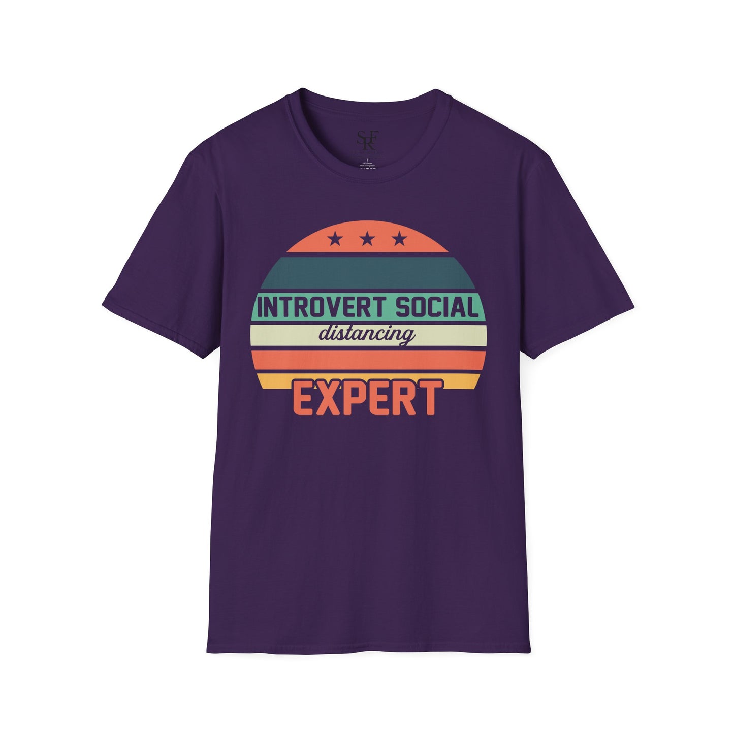 SOCIAL DISTANCING EXPERT. INTROVERT HUMOR. Cotton, Short Sleeve, Crew Neck T-Shirt