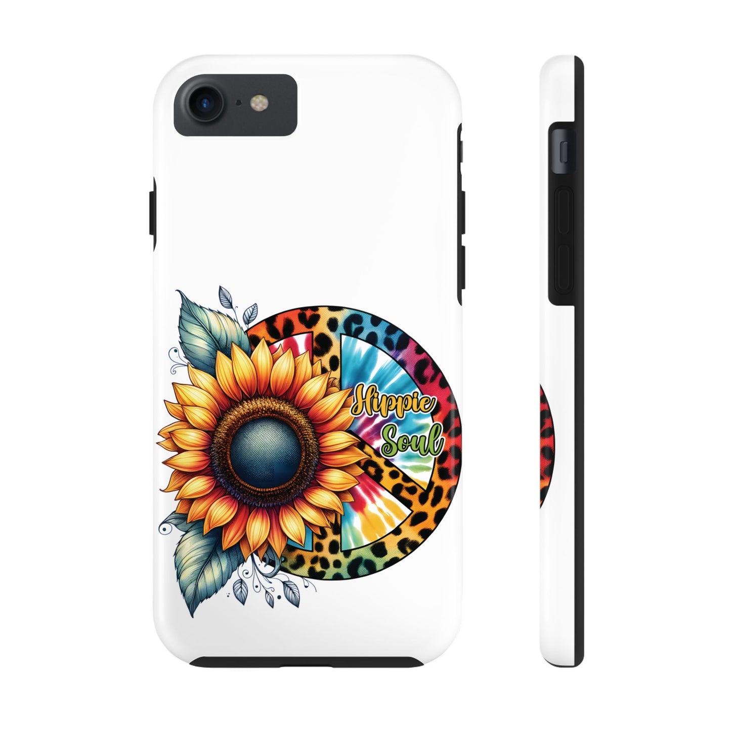 HIPPIE SOUL, SUNFLOWER, PEACE SYMBOL. Tough Phone Case.