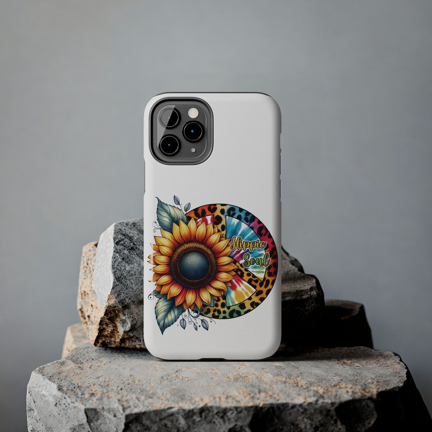 HIPPIE SOUL, SUNFLOWER, PEACE SYMBOL. Tough Phone Case.