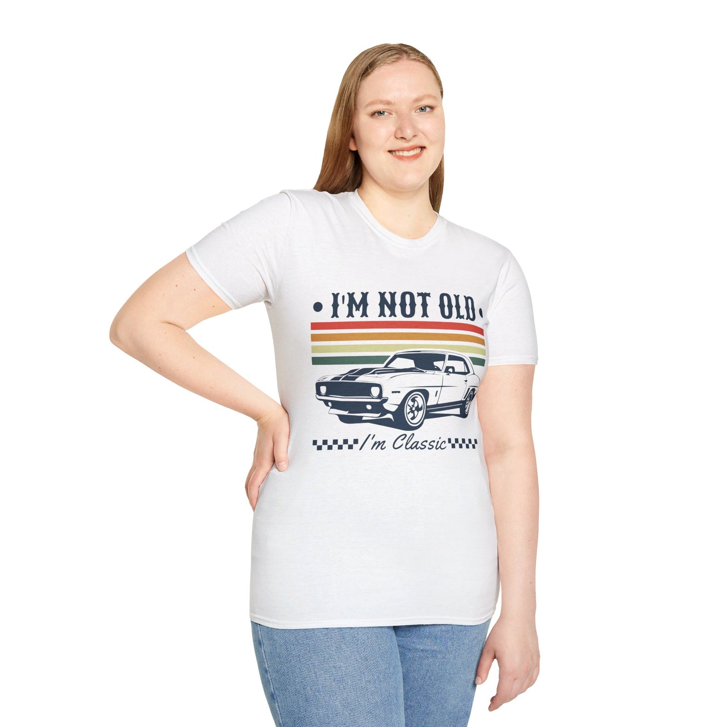I'M NOT OLD, I'M CLASSIC. CAR ENTHUSIAST HUMOR. Cotton, Short Sleeve, Crew Neck Tee.
