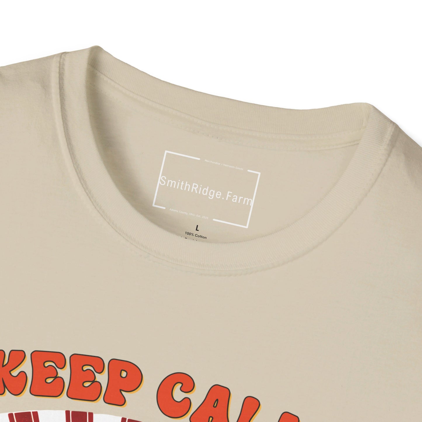 KEEP CALM, DREAM ON. HIPPIE HUMOR. Cotton, Short Sleeve, Crew Neck Tee.