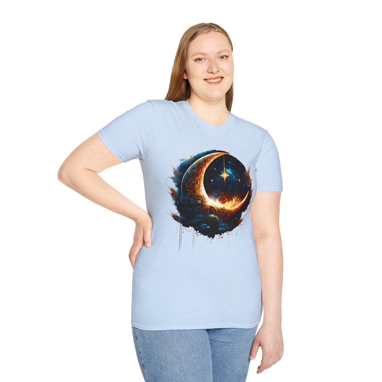 CELESTIAL, MYSTICAL MOON. Cotton, Short Sleeve, Crew Neck Tee
