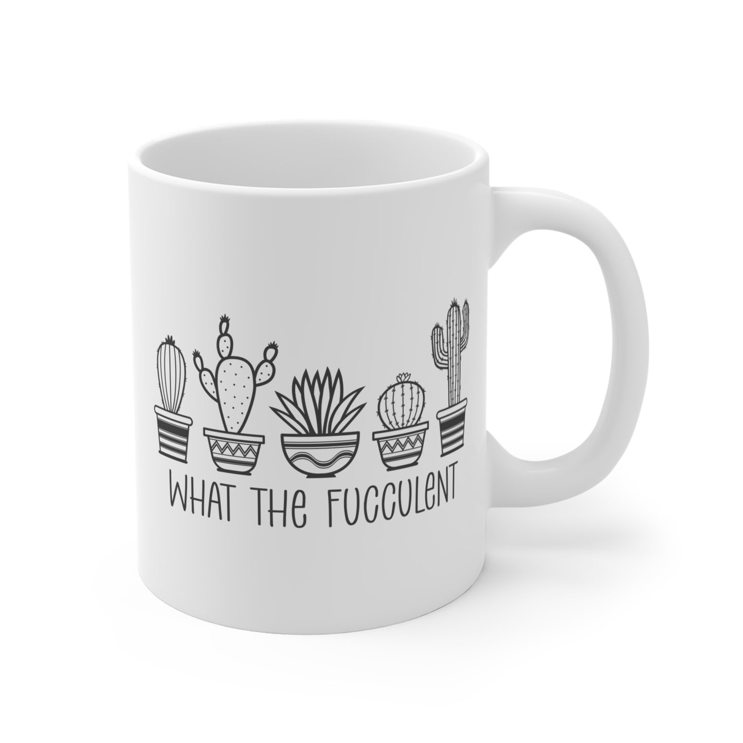 WHAT THE FUCCULENT. 11oz Coffee, Tea, or Hot Chocolate Mug.