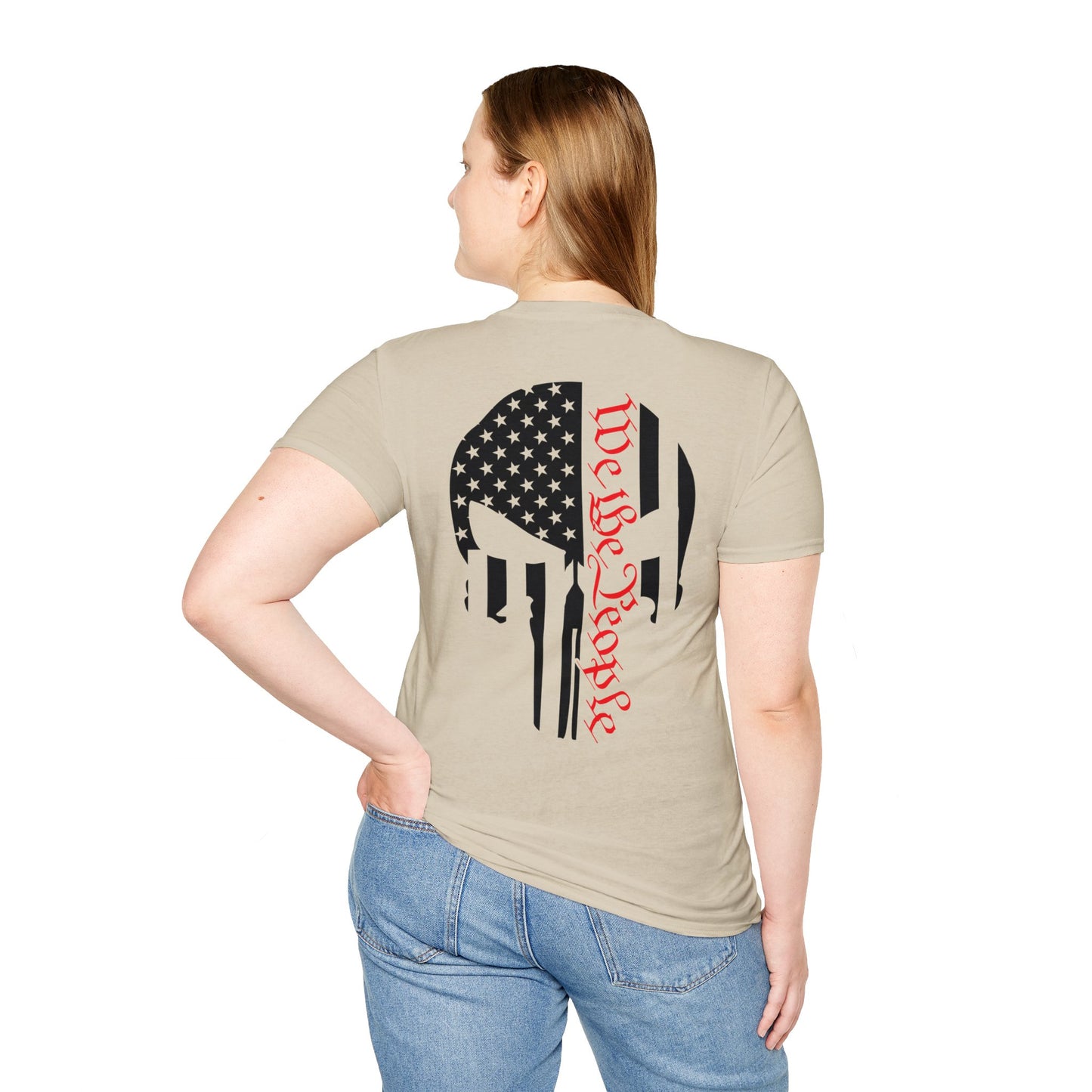 WE THE PEOPLE ICONIC PUNISHER SKULL. Cotton, Short Sleeve, Crew Neck Tee in Light Colors.
