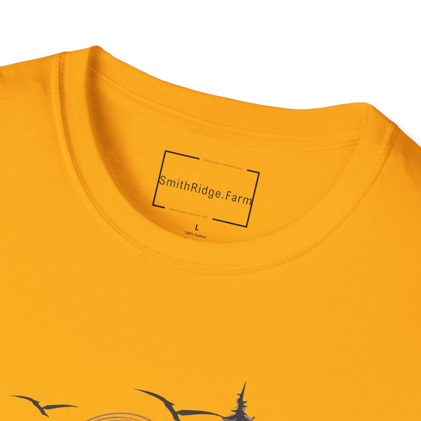 LIFE IS BETTER AROUND HERE. CABIN IN THE WOODS. Cotton, Short Sleeve, Crew Neck Tee.